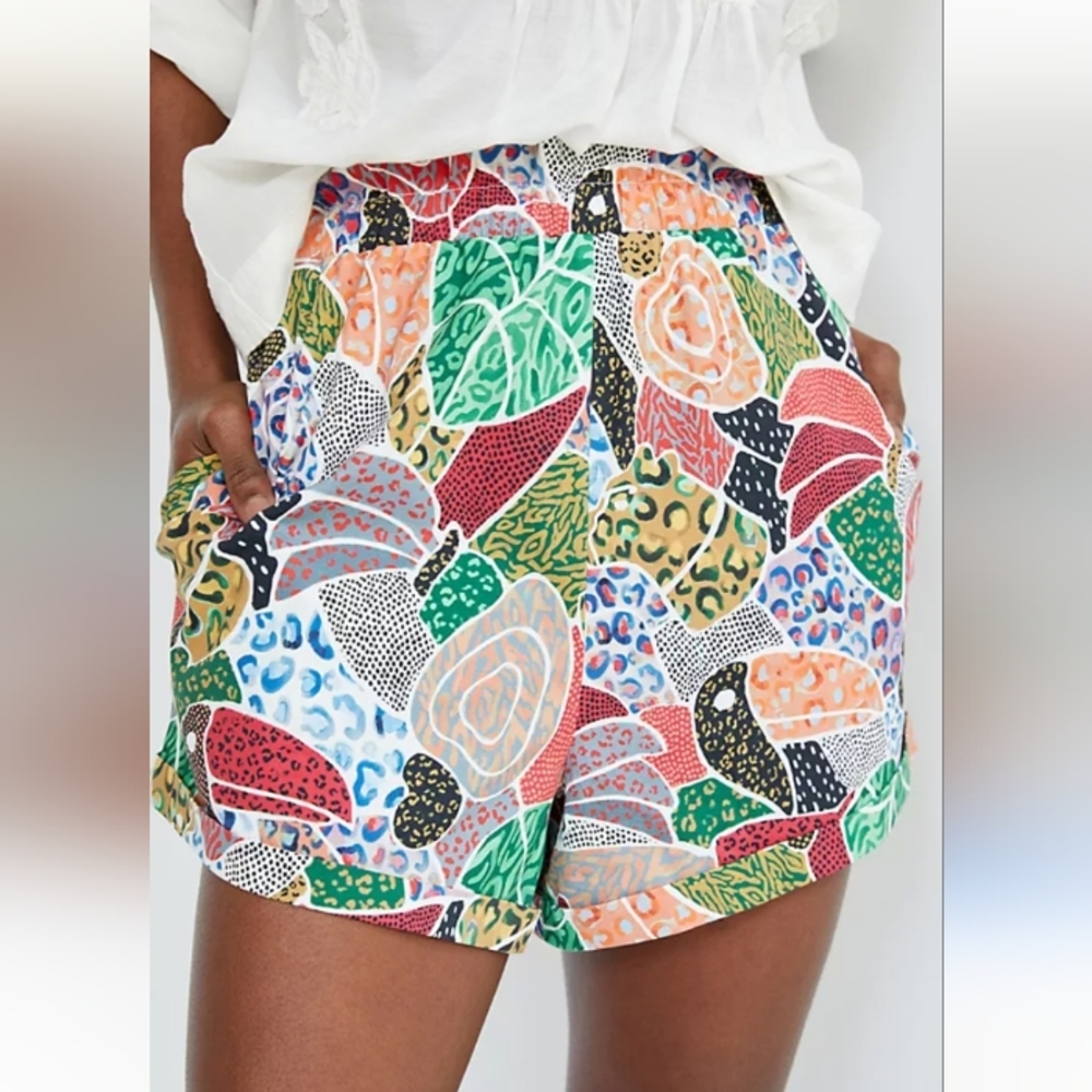 Farm Rio × Anthropologie Poplin Swing High Rise Pull On Shorts L - Picture 4 of 15